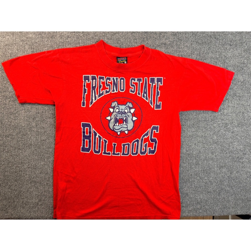 Vintage Soffe Fresno State Bulldogs T-Shirt Mens Medium Red Cotton Graphic Tee